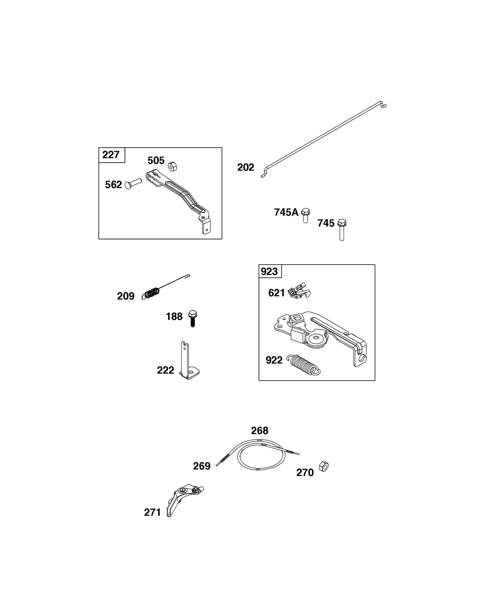 Controls Group Diagram and Parts List for 09P702-0278-F1 020000 - 09Z999 Briggs and Stratton Engine